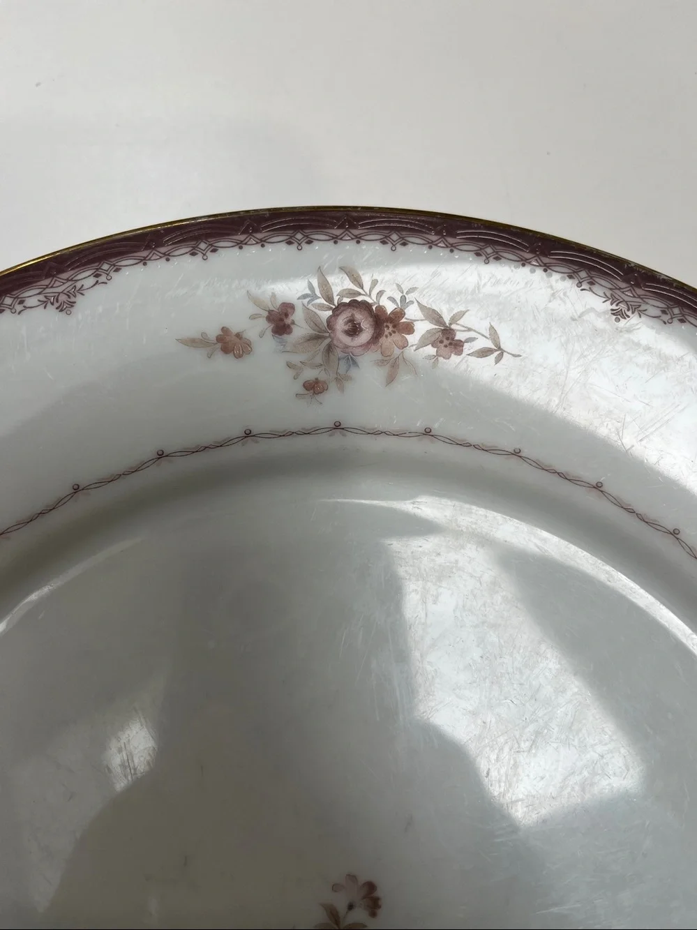 Noritake Bordeaux Dinner Plates, Set of 3, VTG retired pattern.  Floral design.